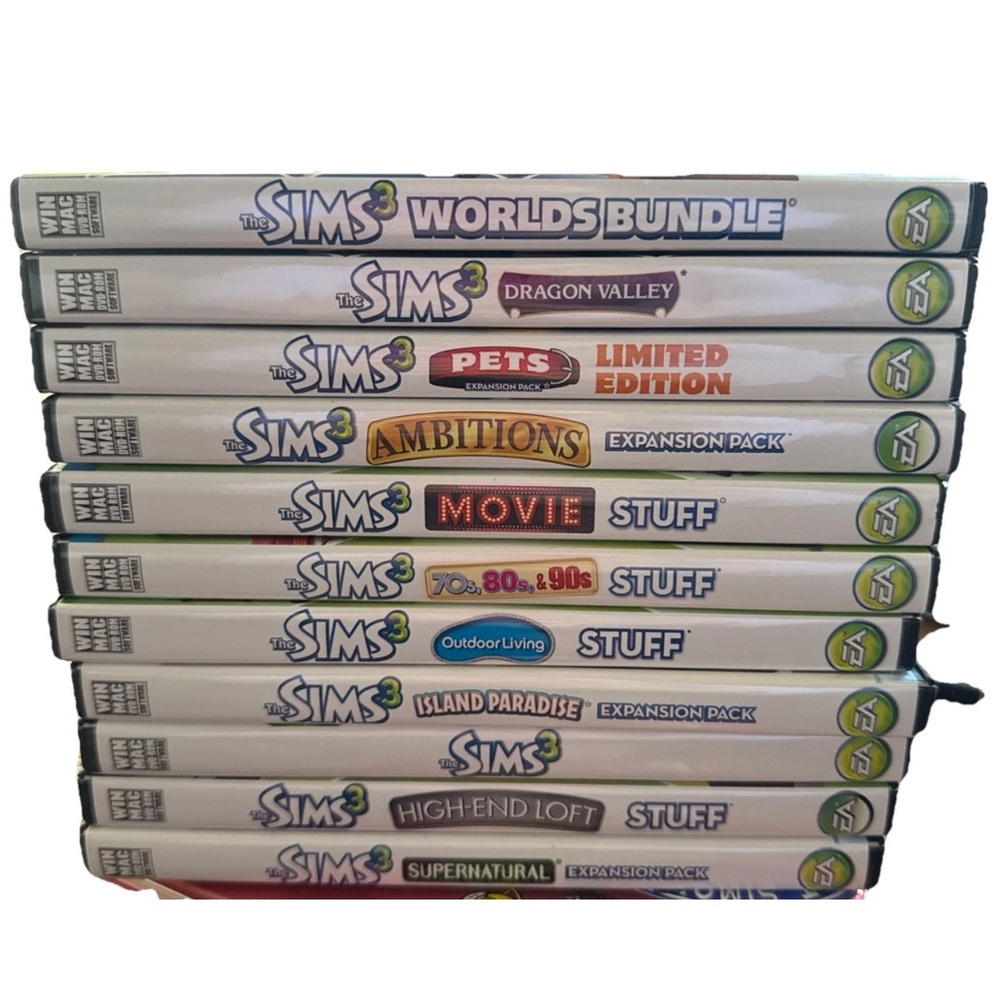 Collection of 11 Sims 3 PC Video Games With Manuals in Original Cases